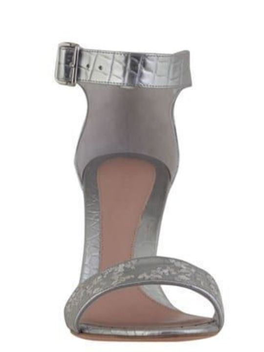 Leder Damen Sandalen in Silber Farbe