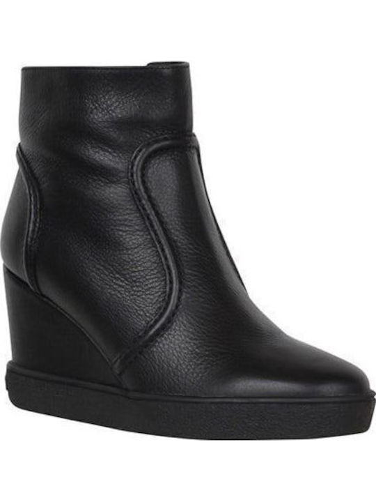 Women's Leather Platform Boots Black