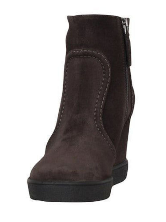 Women's Suede Platform Boots Brown