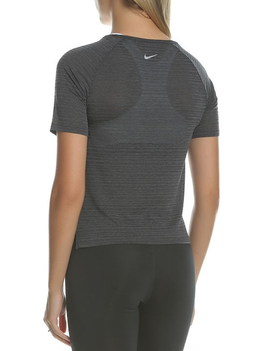 Nike Miler Women's Athletic Blouse Short Sleeve Fast Drying Black