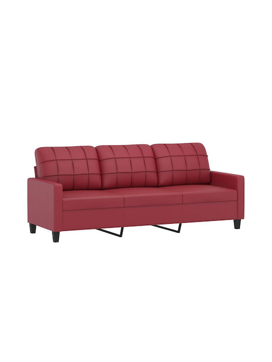Living Room Furniture Set 3-seater & Stool Red