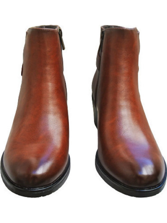 Ghete dama Chelsea cu Toc Mediu Culoare Tabac A555936