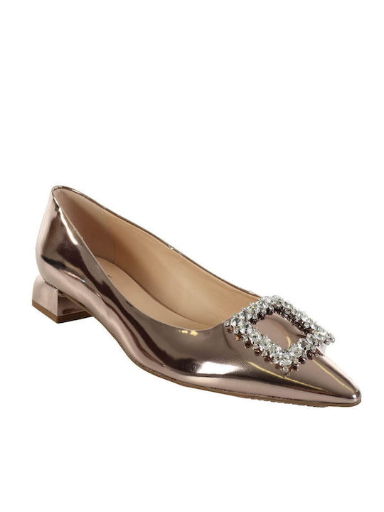 Hogl Leder Pumps mit flachem Absatz Goldene