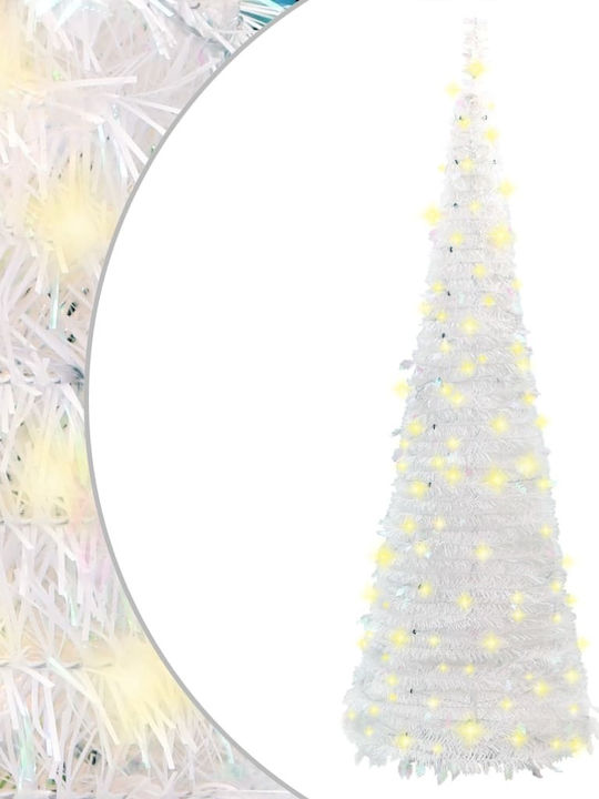 Christmas White Tree with Metallic Base and LED Lighting H150cm