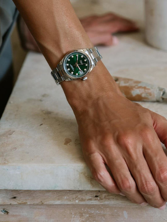 Jcou Γυναικείο Ρολόι 32mm Μπαταρίας με Ασημί Μεταλλικό Μπρασελέ