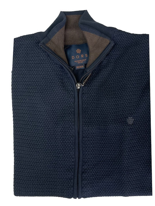 Dors Men's Knitted Cardigan with Zipper Blue