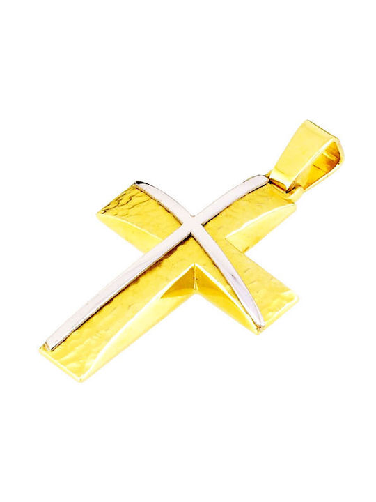 Xrisokosmima Herren Gold Kreuz 14K Beidseitig mit Kette