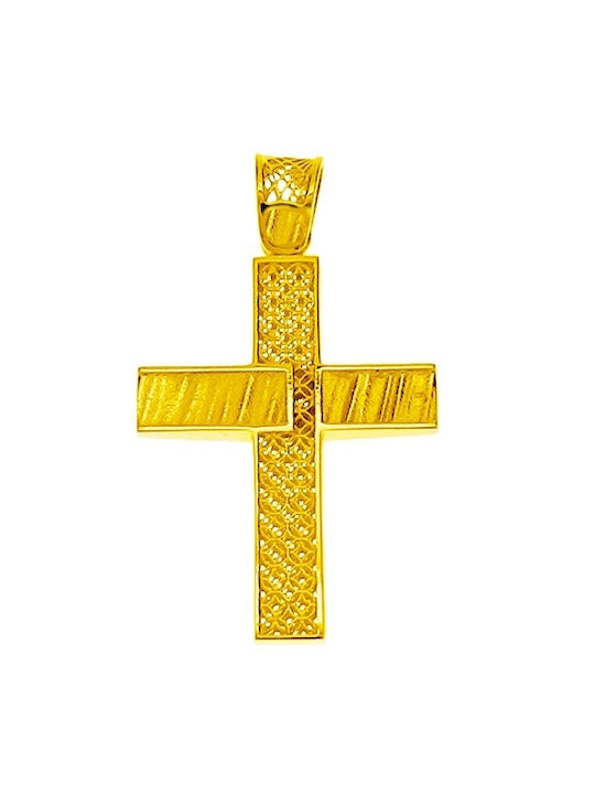 Xrisokosmima Women's Gold Cross 14K Double Sided with Chain