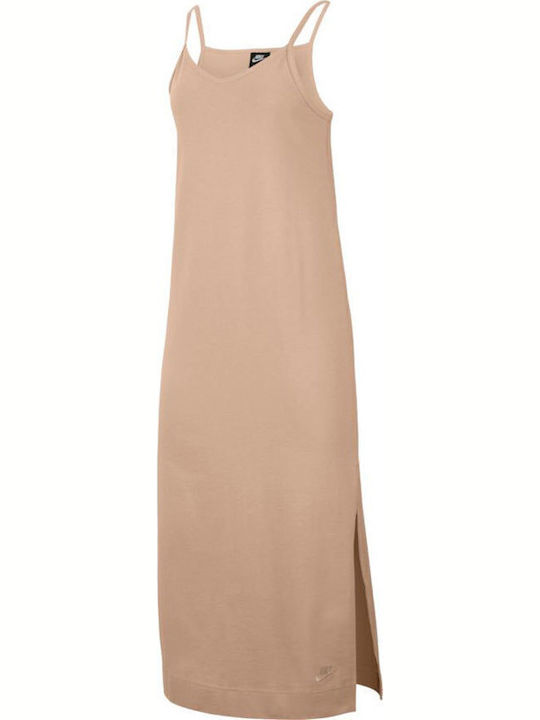 Sportswear Summer Midi Athletic Sleeveless Beige Dress