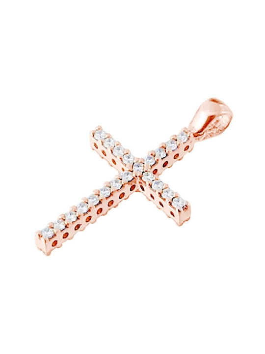 Xrisokosmima Damen Roségold Kreuz 14K mit Kette