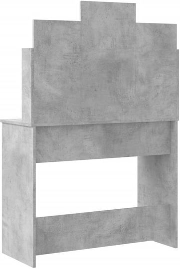 Floor-Standing Makeup Dressing Table Wooden Grey Concrete With Mirror 96x40x142cm