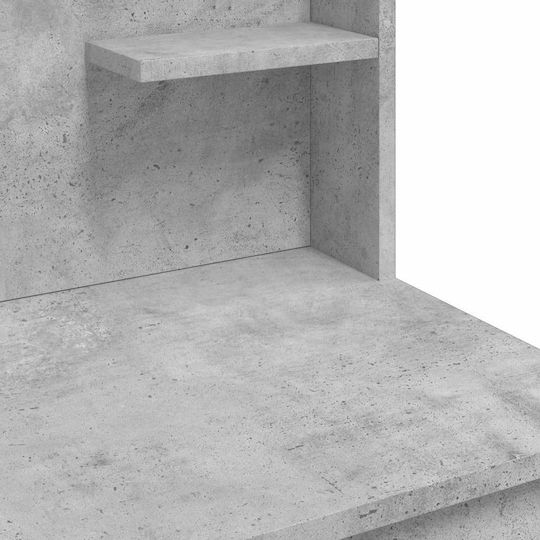 Floor-Standing Makeup Dressing Table Wooden Grey Concrete With Mirror 96x40x142cm