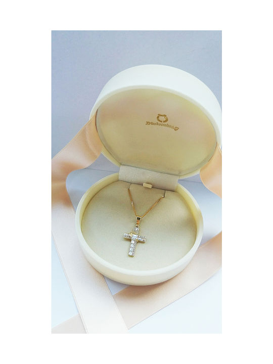 Xrisokosmima Damen Gold Kreuz 14K mit Kette