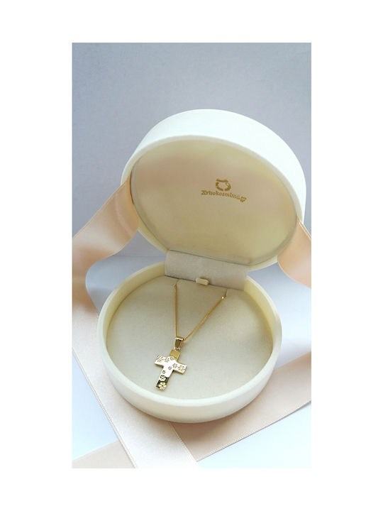 Xrisokosmima Damen Gold Kreuz 14K mit Kette