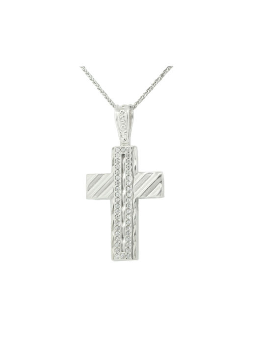 Damen Weißgold Kreuz 14K