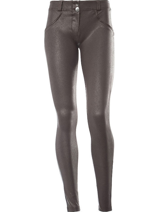 Wr.Up Skinny De zi cu zi Colanti de femei Lung Colanti Lucios Maro