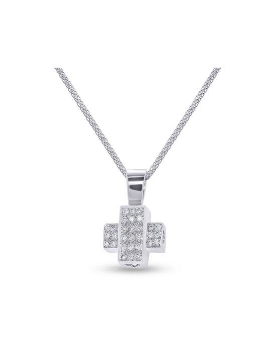 Women's White Gold Cross 18K