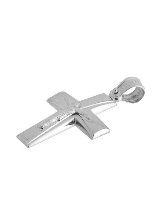 Men's White Gold Cross 14K