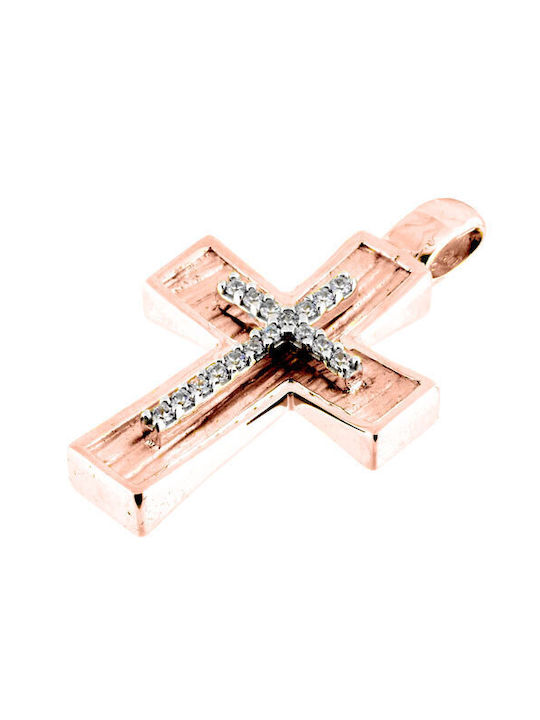 Damen Roségold Kreuz 14K mit Kette