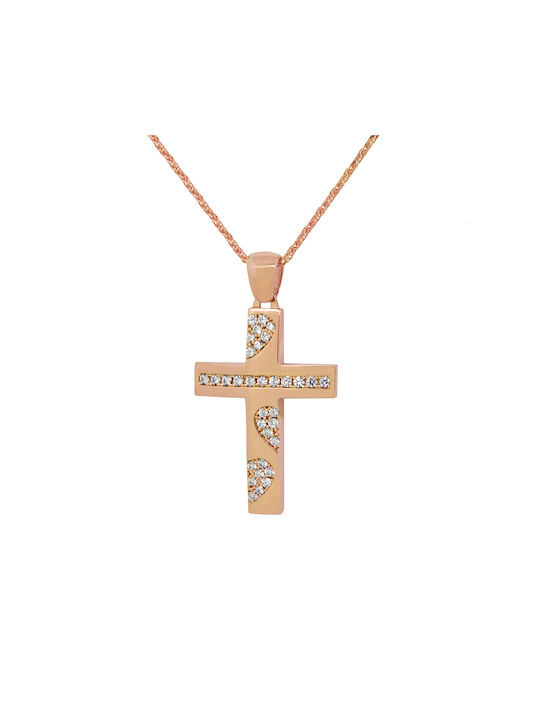 Women's Rose Gold Cross 14K