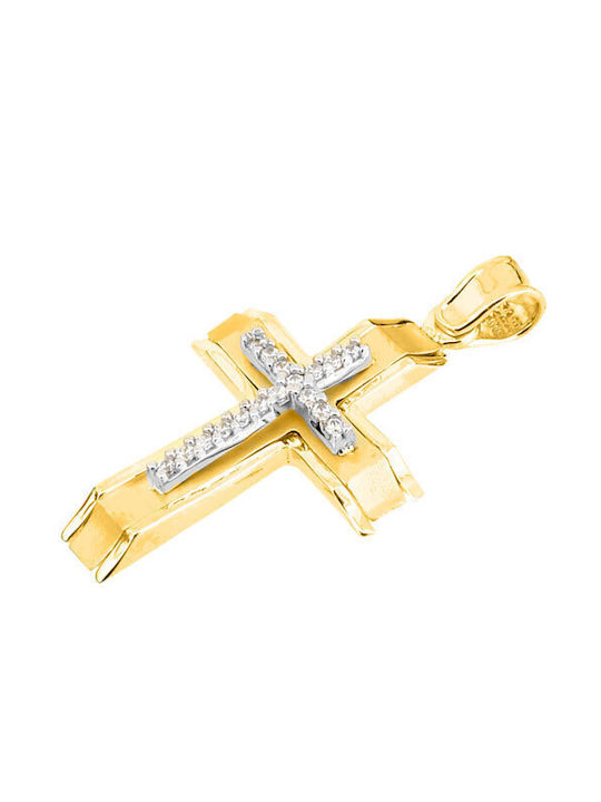 Damen Gold Kreuz 14K mit Kette