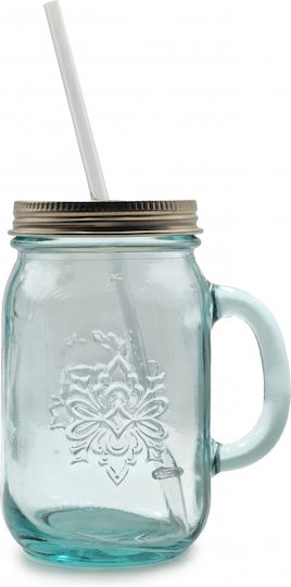 Glass Drops Pahar Pentru Apa Din Sticlă Verde Cu Pai 550ml