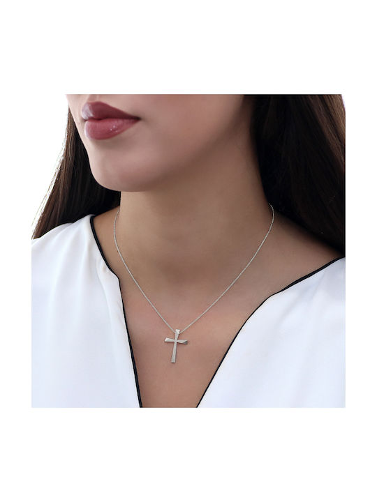 Weißgold Kreuz 14K mit Kette