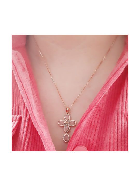 Women's Rose Gold Cross 14K with Chain