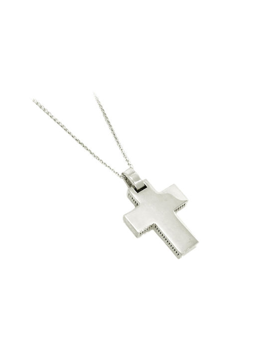 Art d or Herren Weißgold Kreuz 14K Beidseitig mit Kette