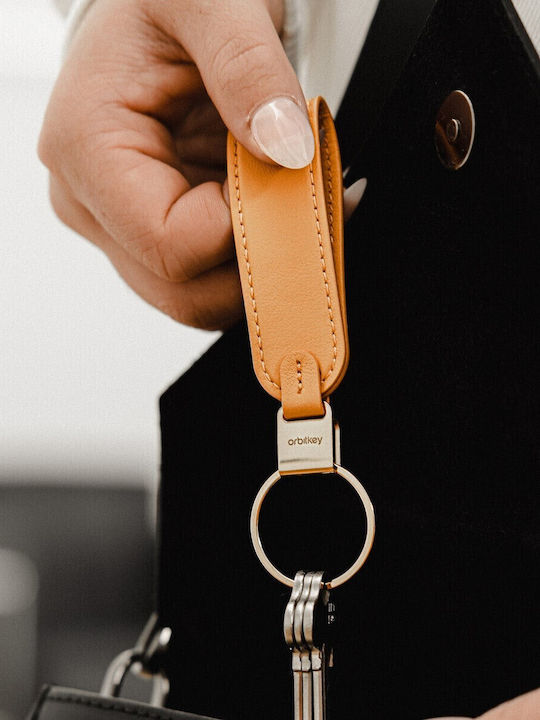 Orbitkey Μπρελόκ Δερμάτινο Καφέ