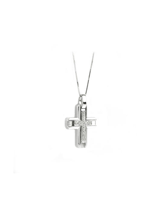 Polytimo White Gold Cross 18K with Chain