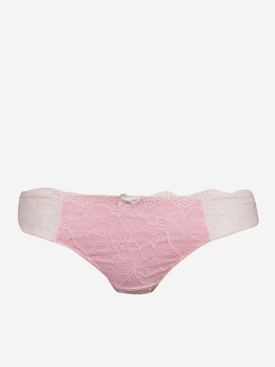 Norddiva Lingerie Δαντελένιο Σετ Εσωρούχων Bralette με Brazil Ροζ Norddiva
