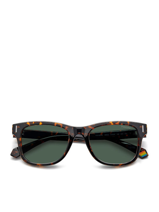 Polaroid Unisex Sunglasses with Brown Tartaruga Plastic Frame and Green Polarized Lens PLD6206/S 086/UC