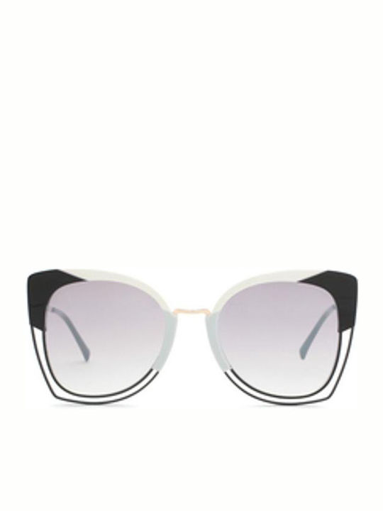 Ana Hickmann Women's Sunglasses with Silver Frame and Black Gradient Lens AH3181 P02
