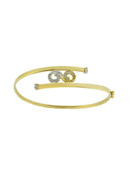 Damen Armband Handschellen aus Gold 14K mit Zirkon