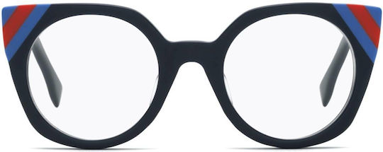 Fendi Γυναικείος Κοκκάλινος Σκελετός Cat Eye Μαύρος FF 0246 PJP