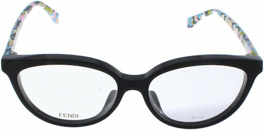 Fendi Rame Ochelari Pentru Femei Acetat Structură Scheletică Fluture Negru FF 0189/F TTY