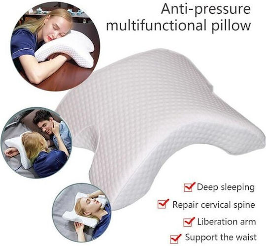 Neck Support Pillow with Memory Foam 33x31x12cm 81005MDP00WH-0345