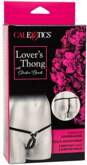 Calexotics Lover's Thong with Stroker Beads Fully Adjustable Gurtzeug in Schwarz Farbe