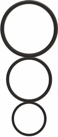 Shots Flat Cock Ring Set Σετ Δαχτυλίδια Πέους Σιλικόνης Μαύρα 3τμχ SHT390BLK