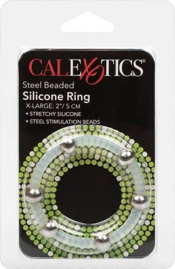 Calexotics Steel Beaded Silicone Ring Extra Large Δαχτυλίδι Πέους Σιλικόνης Λευκό