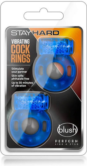 Blush Stay Hard Vibrating Cock Rings 2-Pack Σετ Δονούμενα Δαχτυλίδια Πέους Μπλε 2τμχ BL-30402