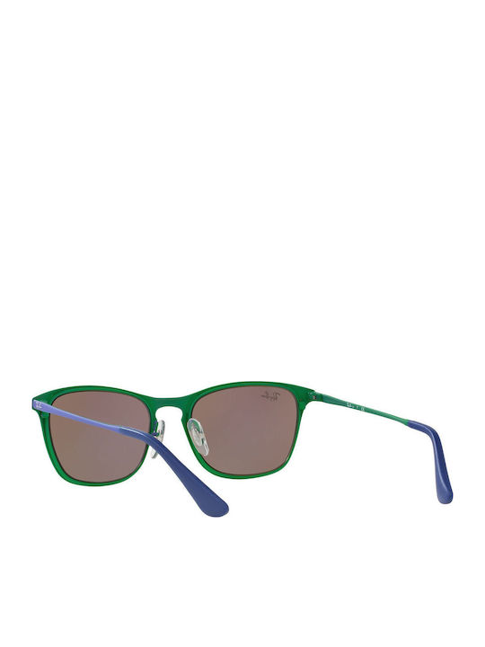 Ray Ban Ochelari De Soare Pentru Copii Rotunzi Cu Lentilă Oglindă Albastră