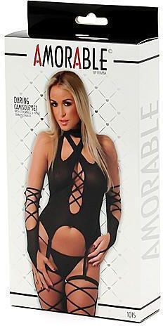 Rimba Rimba Amorable Camisole & Stockings Sexy Σετ Εσωρούχων Μαύρο