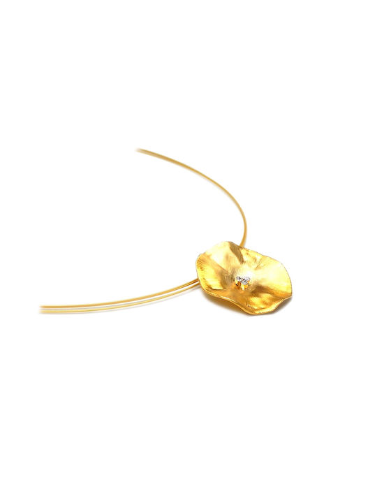 Polytimo Halskette aus Gold 14K mit Zirkon