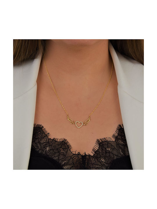 Xrisokosmima Necklace from Gold 14K with Zircon