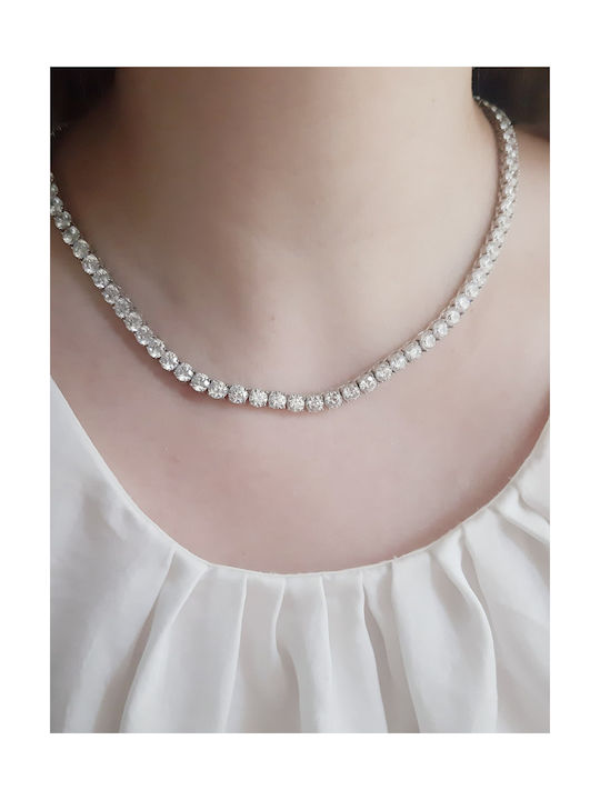 Xrisokosmima Necklace from Silver with Zircon