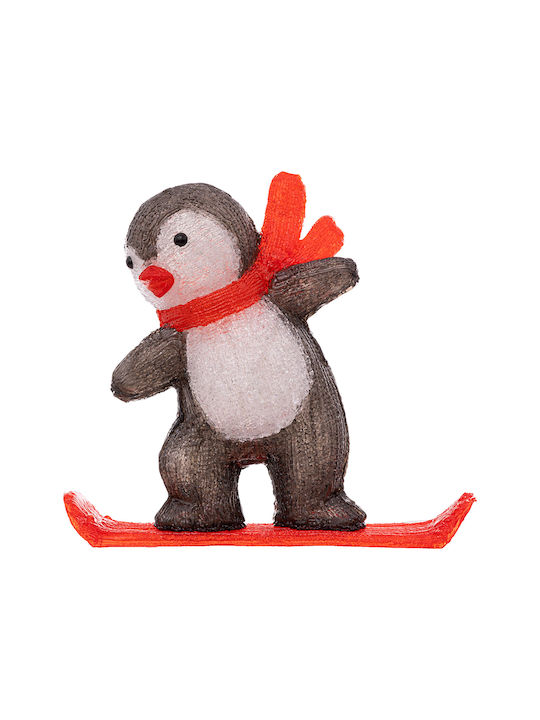 Illuminated Christmas Plastic Figure Penguin Transparent Height 32.5cm