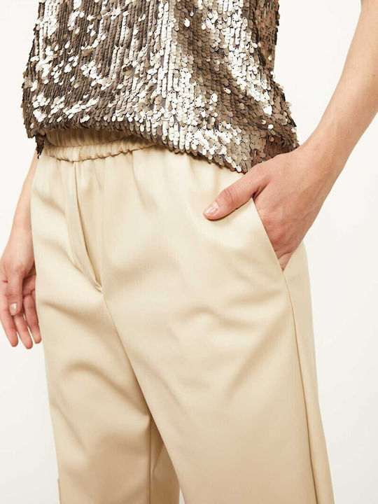 Damen Stoff Cargo Hose Beige