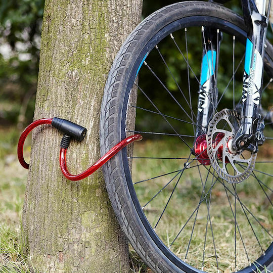 Dekton Κλειδαριά Ποδηλάτου Κουλούρα με Κλειδί Κόκκινη